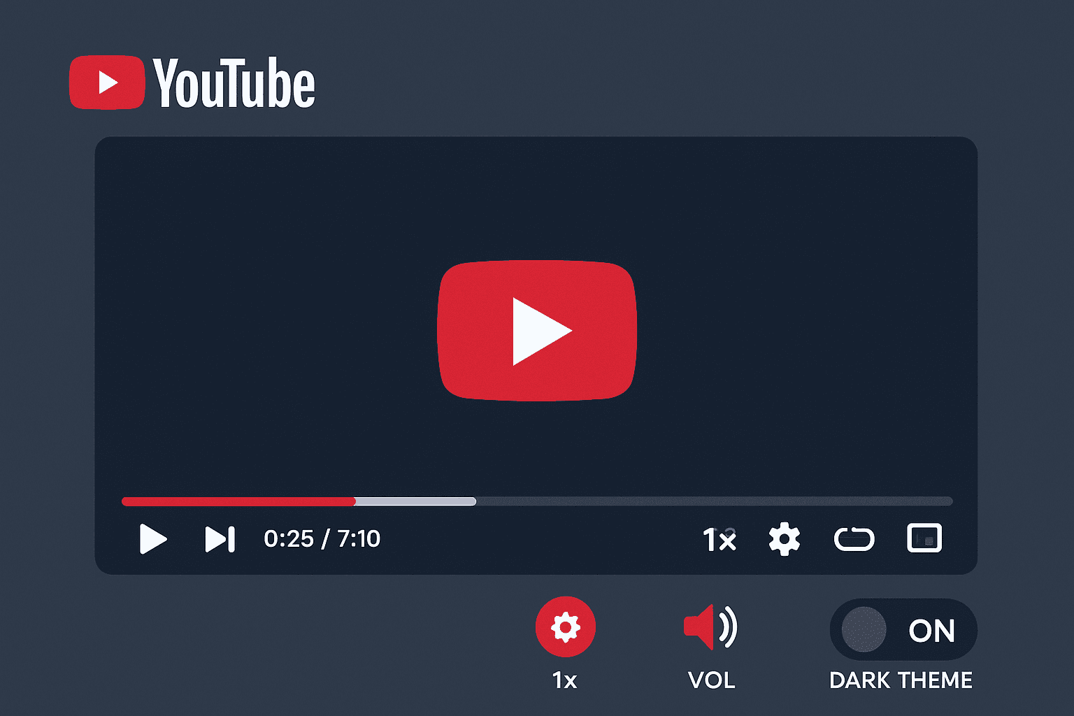 Oynatma kontrolleri ve özel ayarları gösteren Enhancer for YouTube uzantısı arayüzü ekran görüntüsü