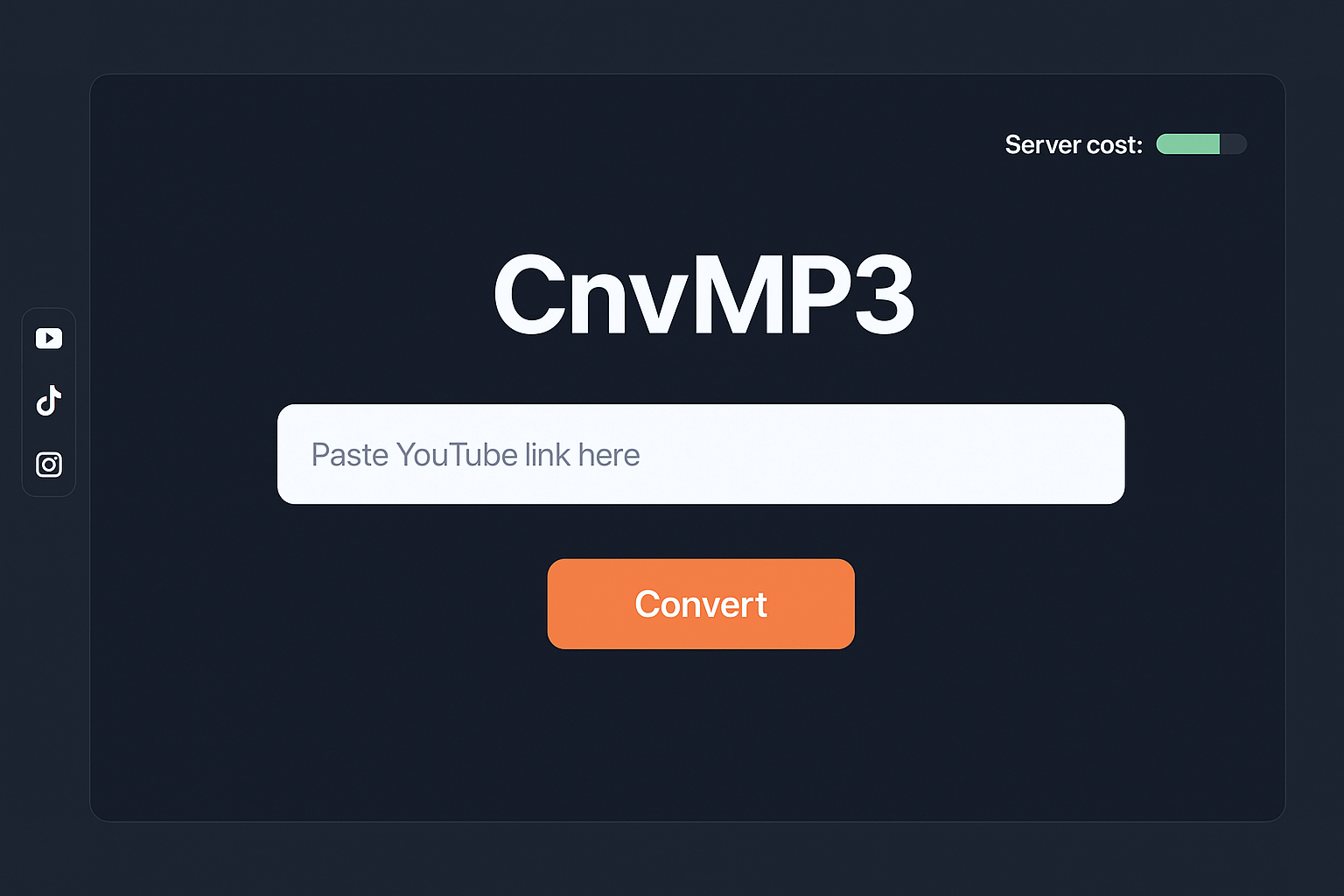 Screenshot da página inicial do site CnvMP3