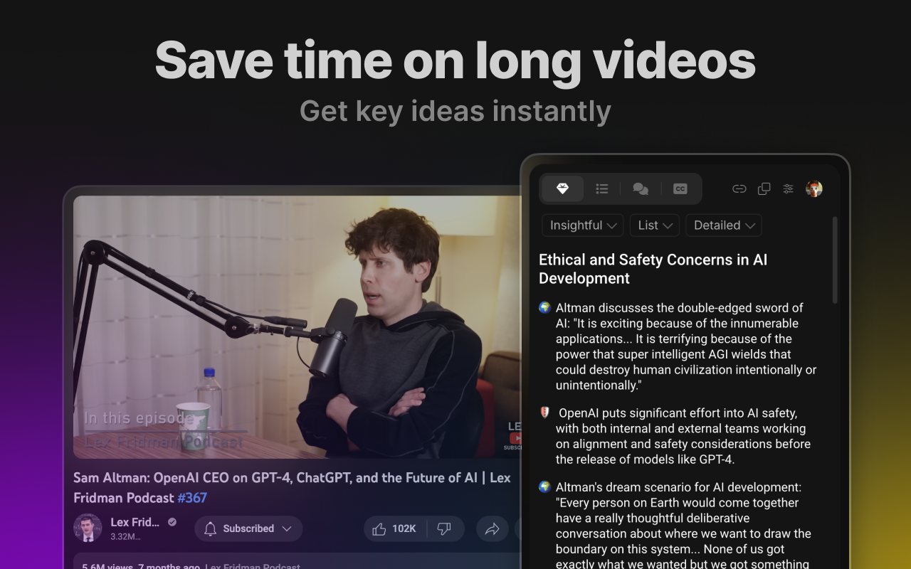 Eightify AI YouTube Video Summary Tool Interface