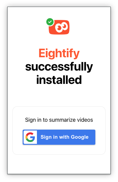 Eightify Google Login Interface
