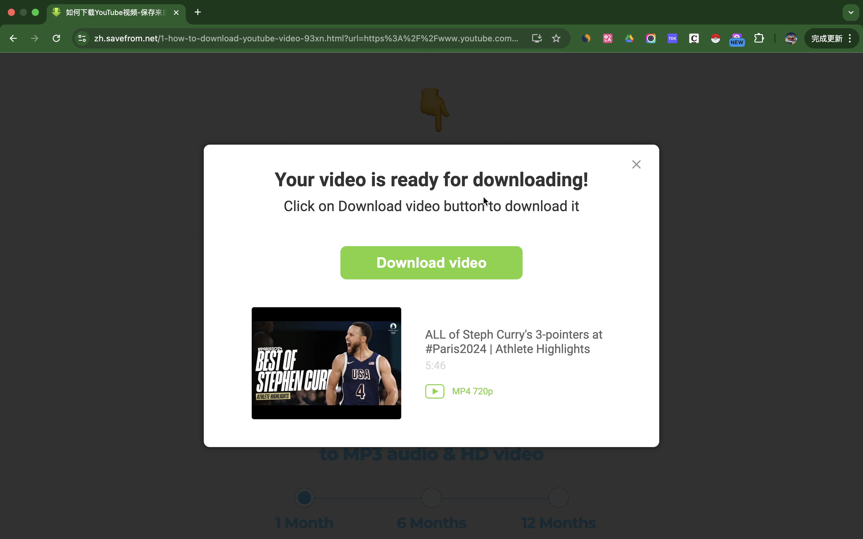 YouTube video download interface