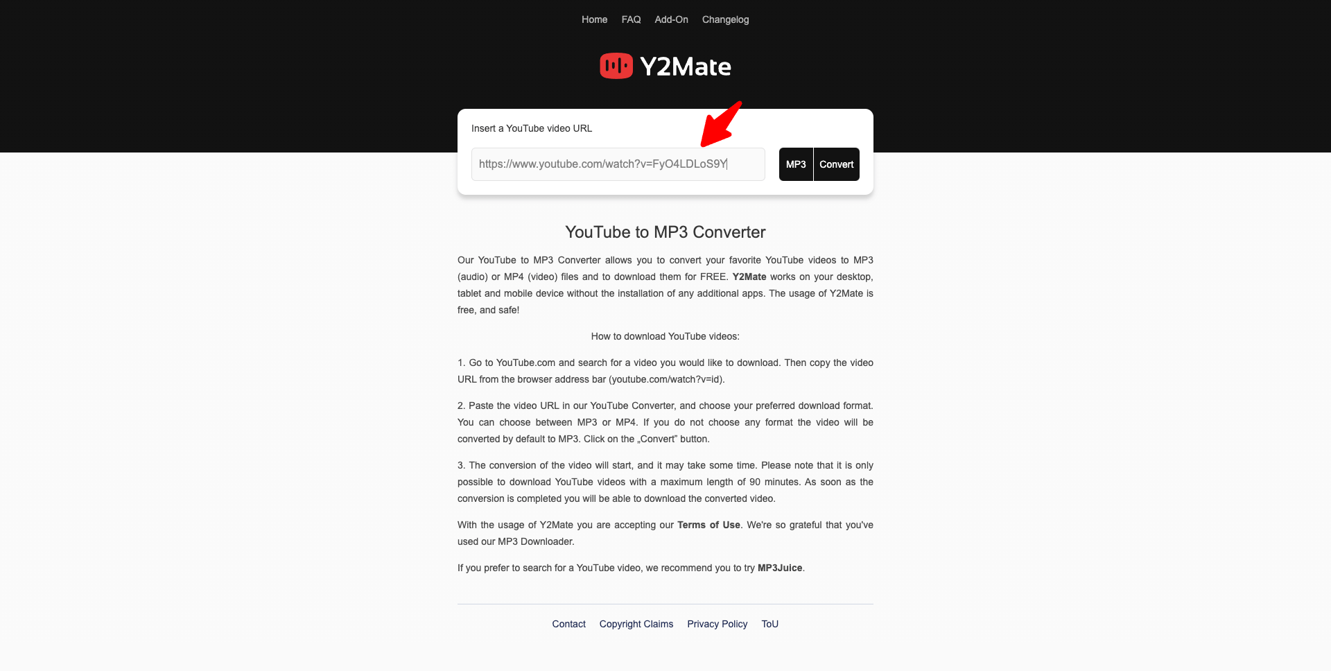 Y2mate video analysis conversion process page showing MP4 format selection and convert button