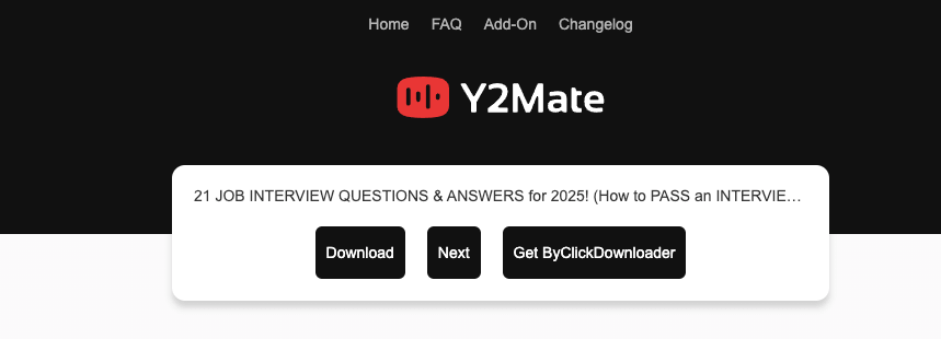 Y2mate conversion complete page showing download button and file information screenshot
