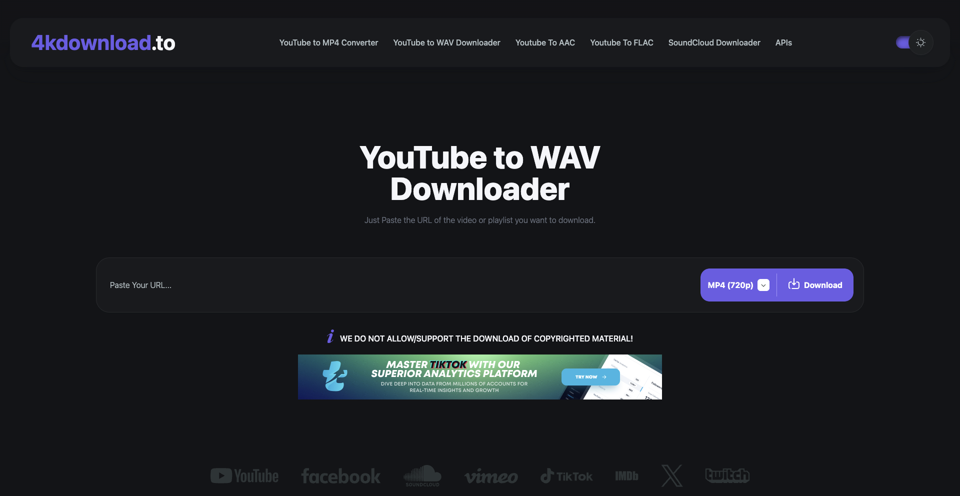 Actual screenshot of 4kdownload.to website interface